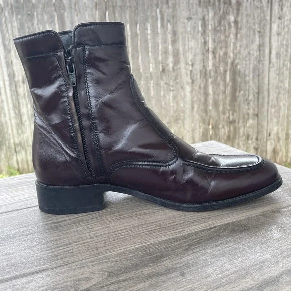 Florsheim Essex Boots Men 8D Red Leather Dress Ankle Side Zip Moc Toe 17074 18 - Picture 8 of 13